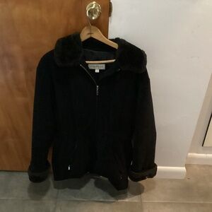 JONES NY BLACK  COAT ZIP UP UP SZ Small BEAUTIFUL !!!